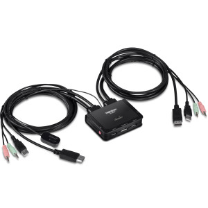 TRENDnet TK-220DPi 2-Port Desktop KVM Switch, 3840 x 2160 @ 60Hz resolution, 2 USB 2.0 Type A